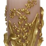 Lumanare Jasmine pattern, Decoris, 7.3x10 cm, ceara, auriu