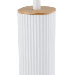 Perie pentru toaleta cu suport, Wenko, Rotello, 10 x 36 x 10 cm, plastic/bambus, alb/maro