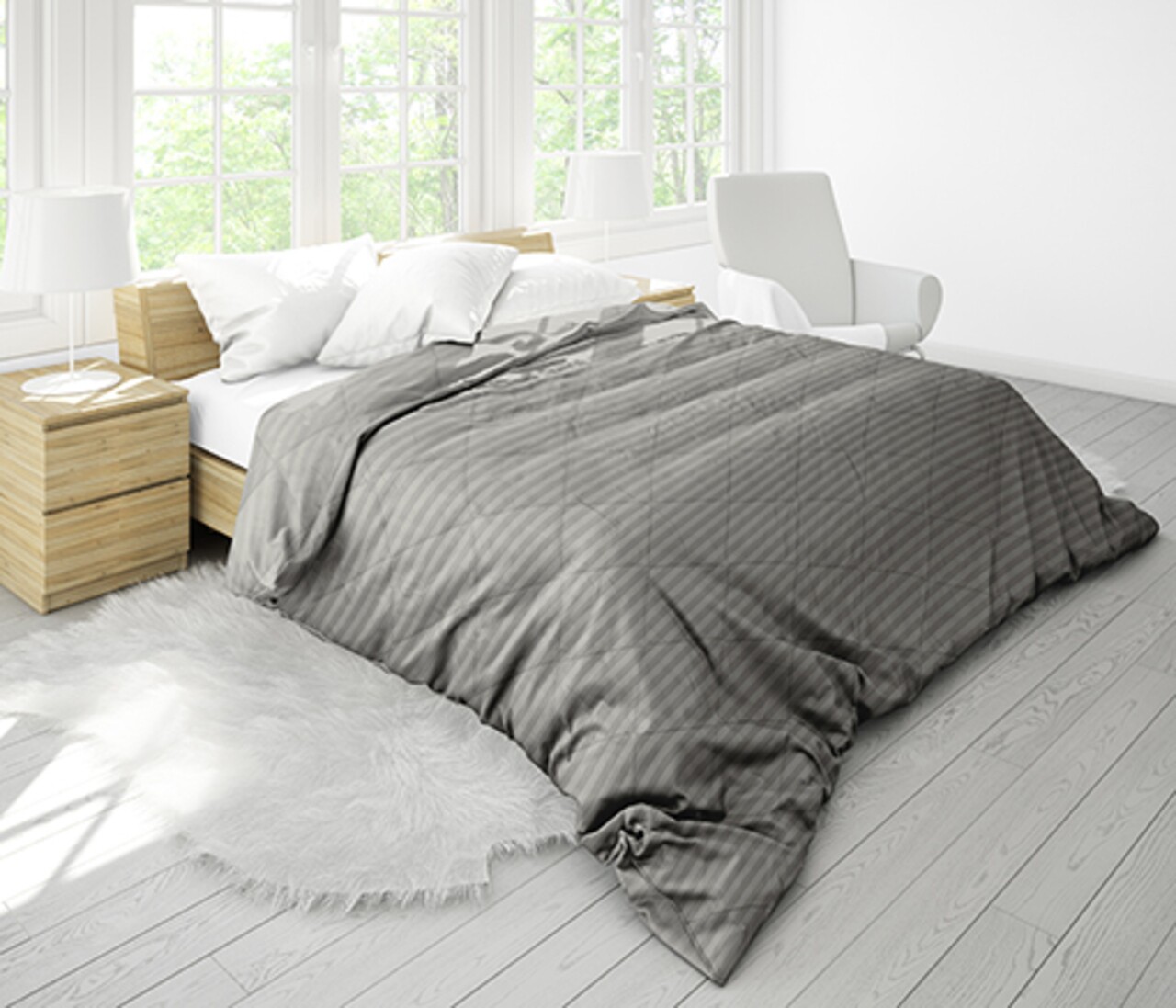 Pilota Alcam Damasc Grey 180x200 cm, umplutura bambus, 300 g/mp