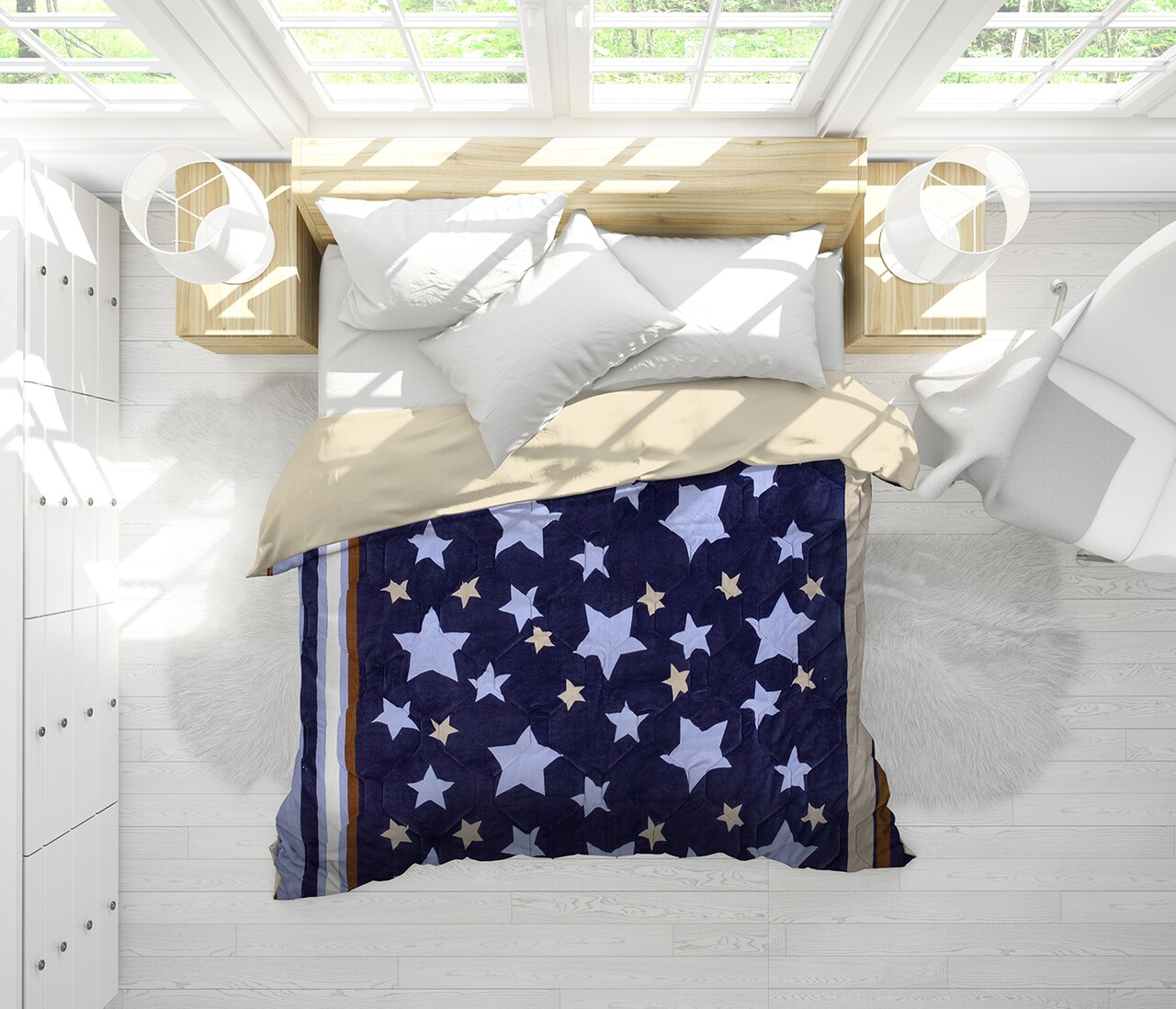 l-pilota-cocolino-alcam-stelle-fleece-180x200-cm-250gmp Pilota cocolino, Alcam, Stelle Fleece, 180x200 cm, 250g/mp - imagine 1