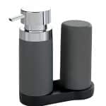 Set 2 dozatoare sapun/detergent lichid, Wenko, Easy Squeez-e, 250 ml, 15 x 18 x 7 cm, polirasina/silicon, gri