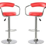 Set 2 scaune bar, Bedora Round, piele ecologica, rosu