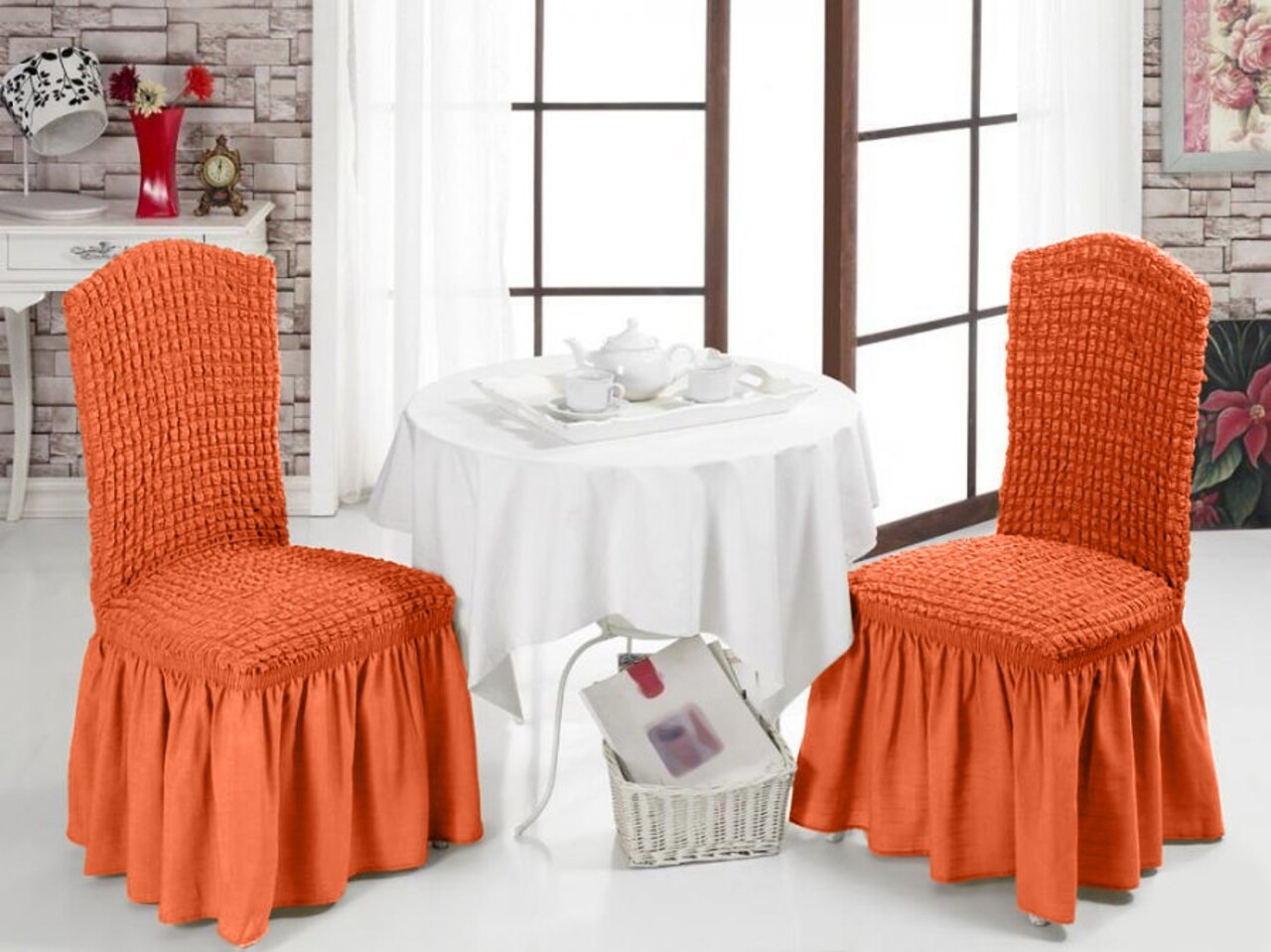 l-set-6-huse-elastice-scaun-bulsan-poliester-caramiziu Set 6 huse elastice scaun, Bulsan, poliester, caramiziu - imagine 1