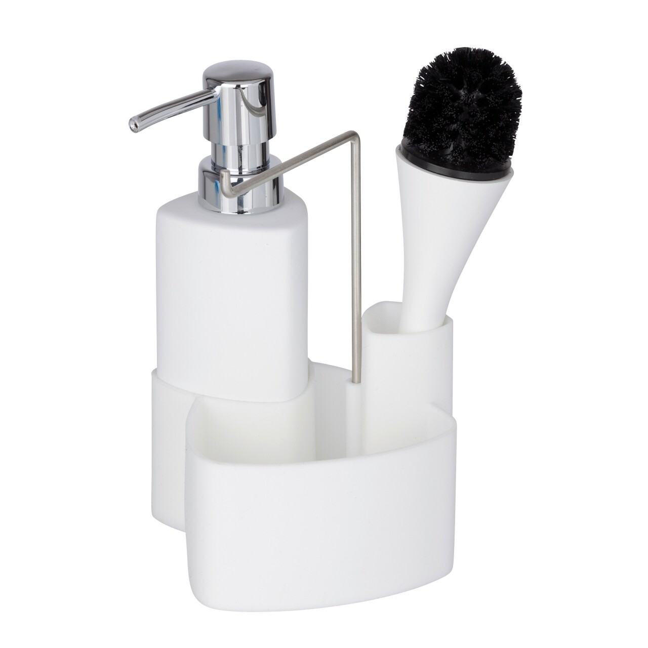 l-set-de-spalat-vase-empire-white-wenko-cu-perie-de-curatat Set dispenser detergent lichid si perie de vase in suport, Wenko Empire - imagine 1