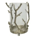 Suport de lumanare Branches, Decoris, 16x21.5 cm, aluminiu, argintiu