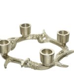 Suport pentru lumanari Antler, Decoris, 21x19x4.5 cm, aluminiu, argintiu rustic