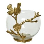 Suport pentru lumanari Branch w flower, Decoris, 18x17x17.5 cm, aluminiu, auriu