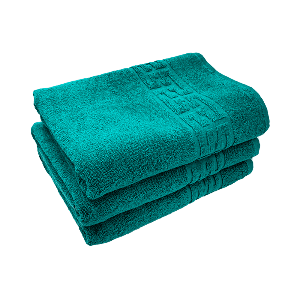 3x512-green-dk-2 Set 3 Prosoape 70×130 cm Bumbac 500 gr/mp Greek Border Green Dark - imagine 1
