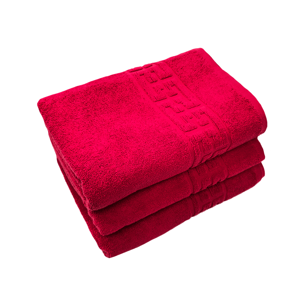 3x512-rosu Set 3 Prosoape 70×130 cm Bumbac 500 gr/mp Greek Border Red - imagine 1