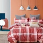 Lenjerie de pat DormeVu, bumbac 100% percale, Red Geometry