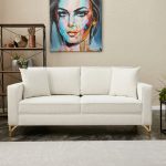 Canapea 2 locuri, Balcab Home, 825BLC2791, Lemn de fag, Crem / Aur