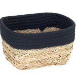 Cos depozitare, Wenko, Rika S, 16 x 12 x 20 cm, fibre naturale/bumbac, negru/natur