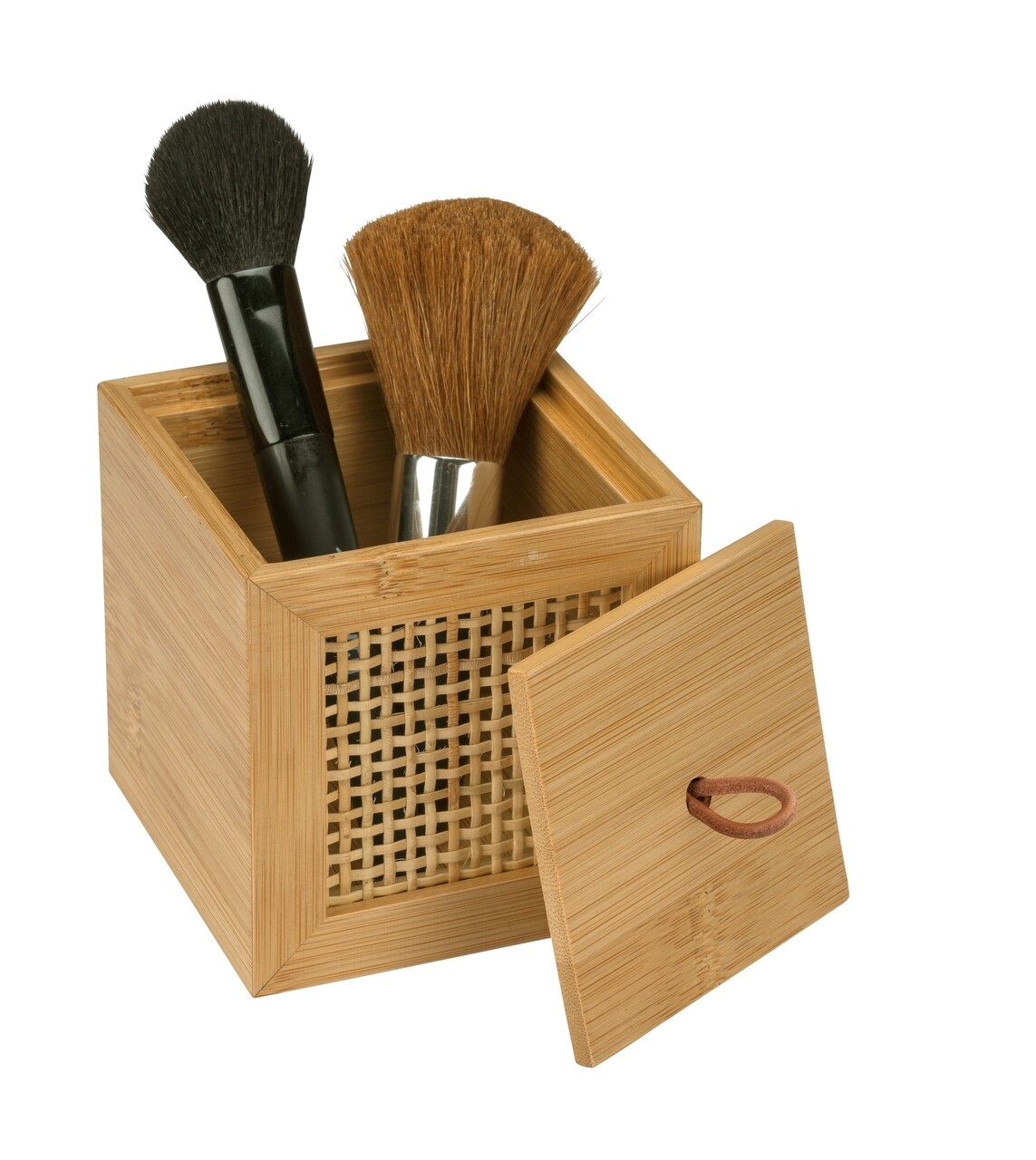 Cutie depozitare cu capac, Wenko, Allegre S, 9 x 9 x 9 cm, bambus/ratan, natur - 1 | YEO