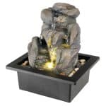 Fantana decorativa cu iluminare LED interior/exterior Loki, Lumineo, 18.8 x 21.5 x 24 cm, IP44, polirasina, gri