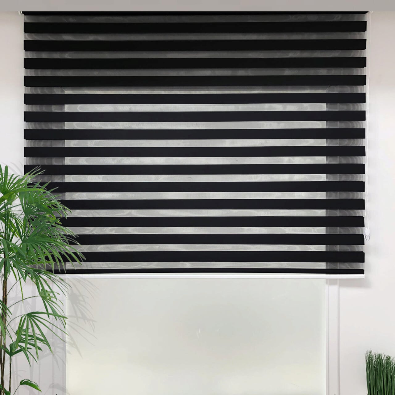 l-lisabona-180x200cm Jaluzea rulou zebra / roleta textila, Lizbon Day & Night, 180x200 cm, poliester, negru - imagine 1