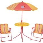 Set mobilier de gradina pentru copii Smiling Face, Decoris, 4 piese, fier/poliester, multicolor