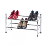Suport extensibil pentru 10 perechi de pantofi Wenko, 23 x 62 x 35 cm, metal/polipropilena, gri cromat