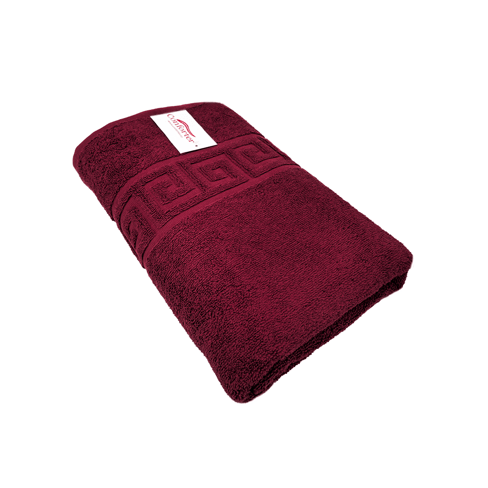 burg1-1 Prosop Bumbac 70×130cm 550 gr/mp Greek Border Burgundy - imagine 1