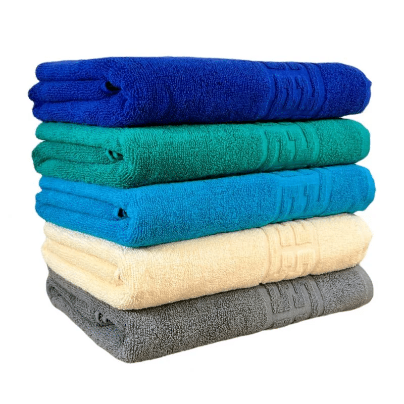 pachet-5-prosoape-baie-bumbac-100-greek-550g-gri-albastru-bej-bleu-verde-st9948-800x800-1 Set 5 Prosoape 50x90 cm Bumbac 550 gr/mp Greek Border Albastru, Verde, Turcoaz, Ivoire, Gri - imagine 1